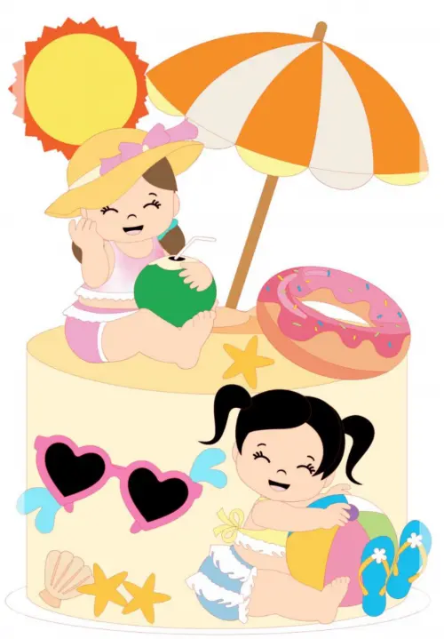 topo de bolo pool party praia verão