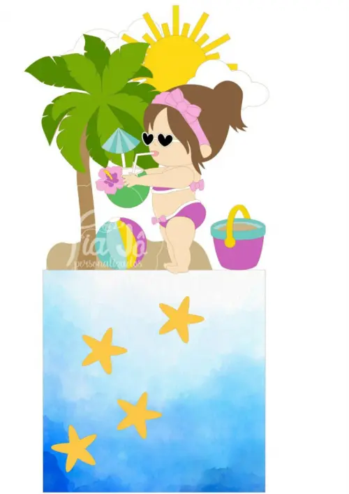 topo de bolo pool party praia verão