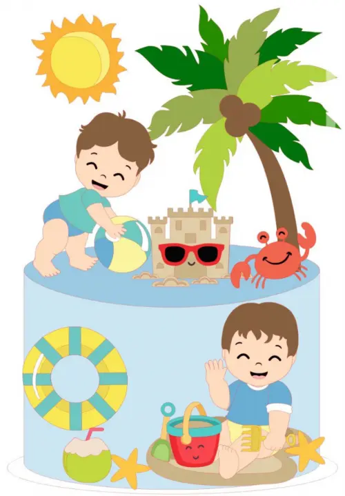 topo de bolo pool party praia verão