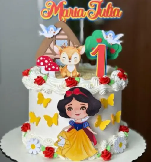 topo de bolo branca de neve