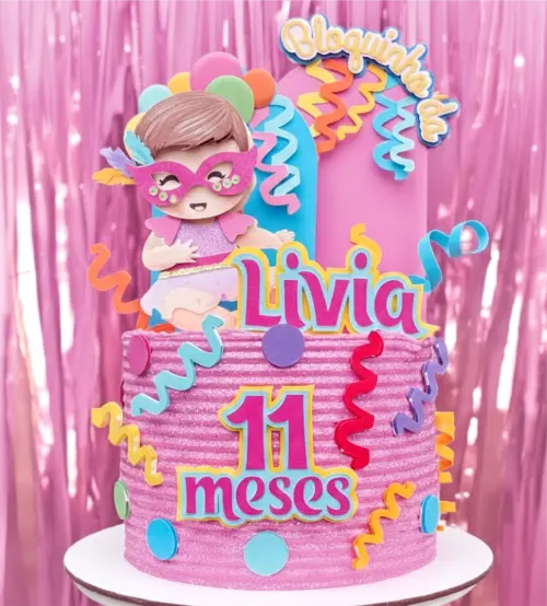 topo de bolo bloquinho mesversário menina
