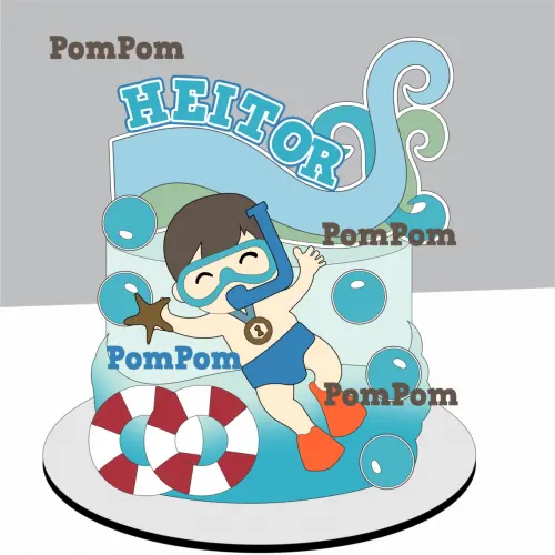 topo de bolo nadador fundo do mar