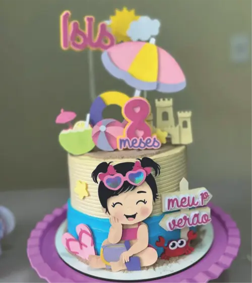 topo de bolo pool party menina