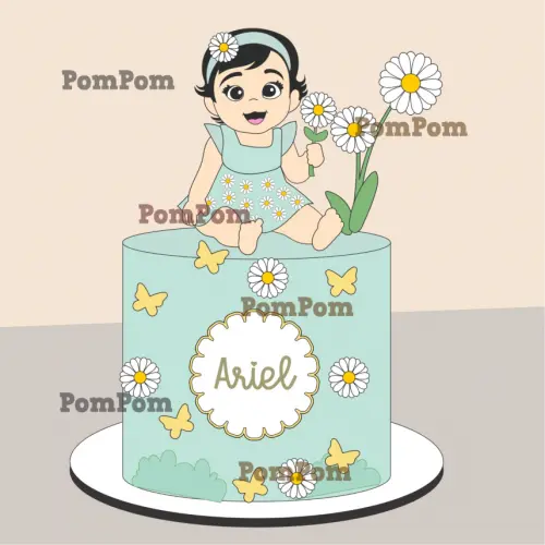 Topo de Bolo Margaridas menina baby