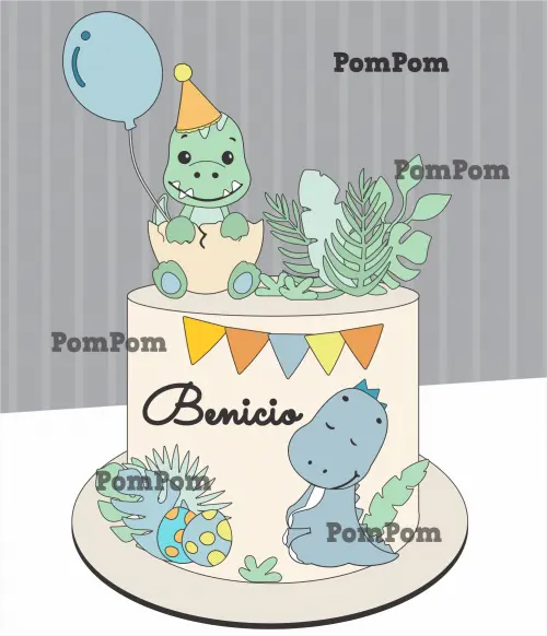 topo de bolo dino baby