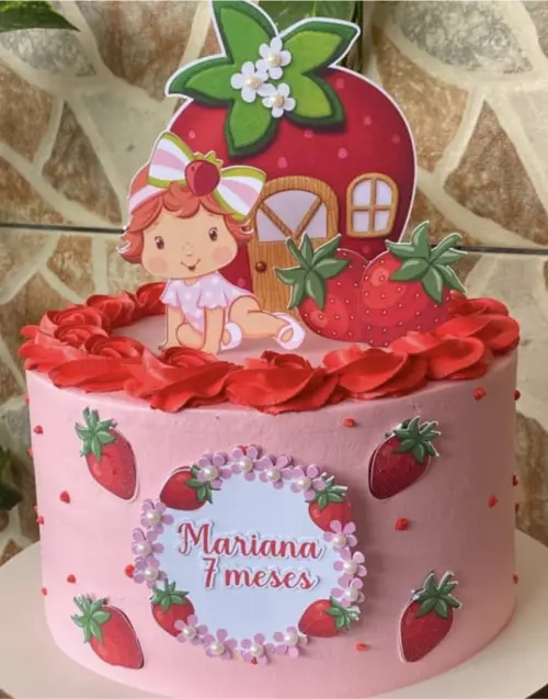 topo de bolo moranguinho menina baby