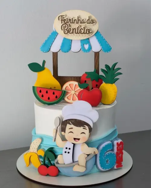 topo de bolo quitandinha feira frutas mesversário