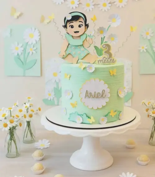 Topo de Bolo Margaridas menina baby