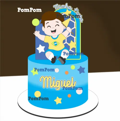 topo de bolo futebol brasil copa mesversário