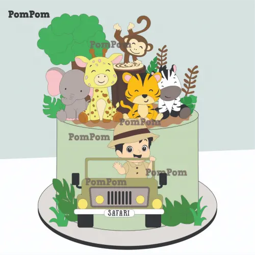 topo de bolo safari mesversário