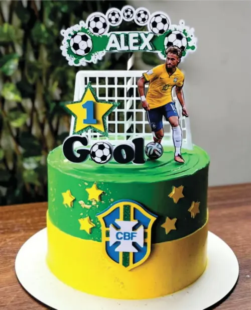 topo de bolo futebol brasil copa Neymar