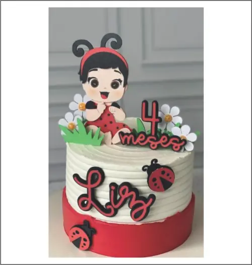 topo de bolo joaninha baby menina