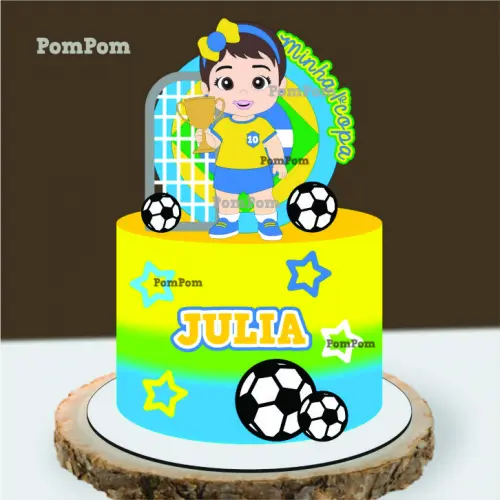 topo de bolo futebol brasil copa mesversário menina