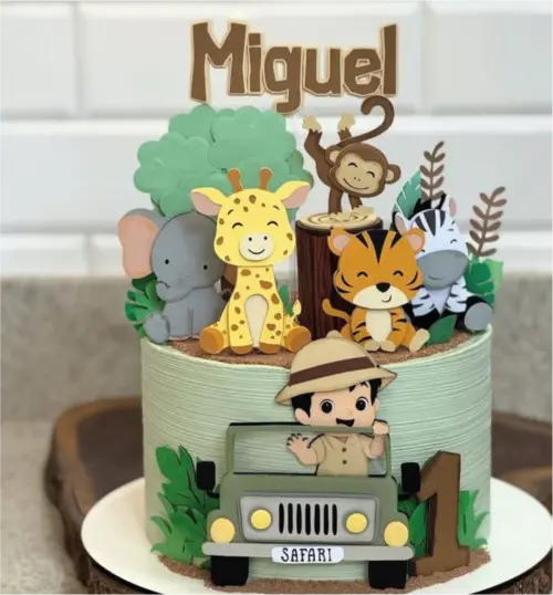 topo de bolo safari mesversário