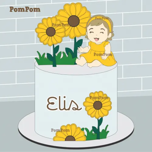 topo de bolo girassol menina mesversário