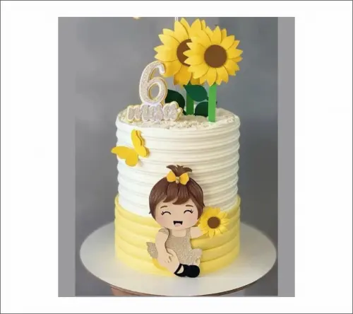 topo de bolo girassol menina mesversário