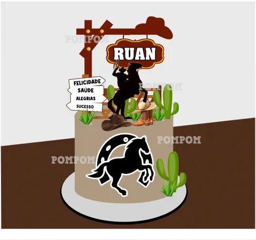 topo de bolo fazenda vaqueiro