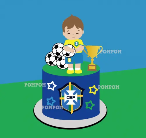 topo de bolo futebol brasil mesversário