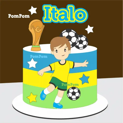 topo de bolo futebol brasil