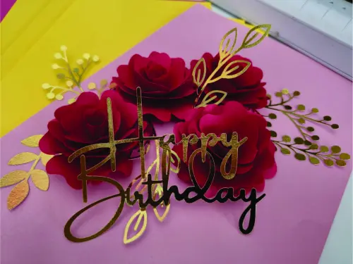 topo de bolo happy birthday flores