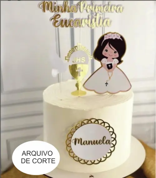 topo de bolo primeira eucaristia
