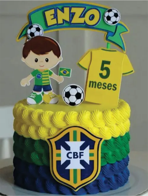 topo de bolo futebol brasil