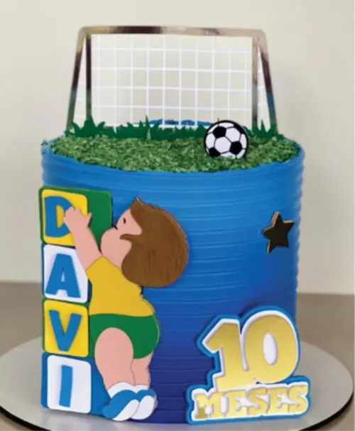 topo de bolo futebol brasil menino