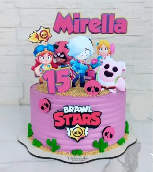 topo de bolo brawl stars rosa
