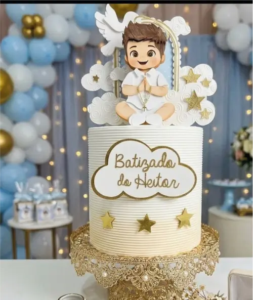 topo de bolo batizado menino