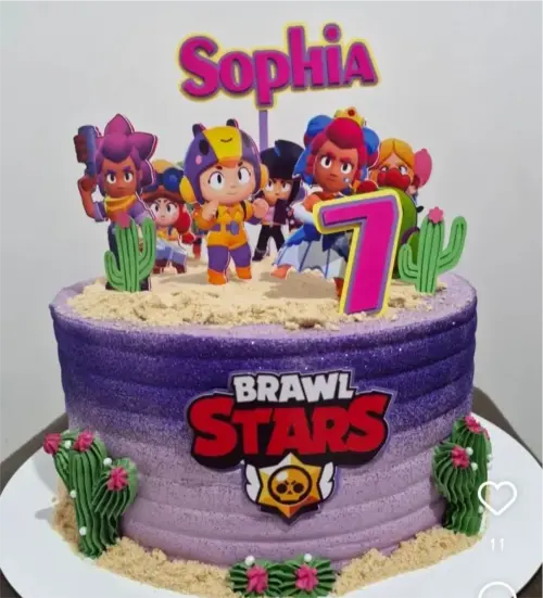 topo de bolo brawl stars rosa