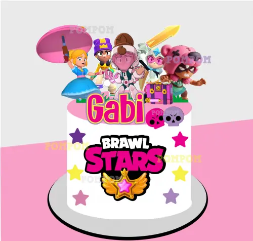 topo de bolo brawl stars rosa