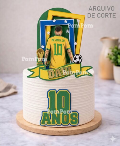 topo de bolo brasil Neymar