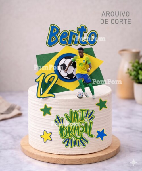 topo de bolo brasil Vini Júnior