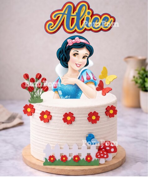 topo de bolo branca de neve