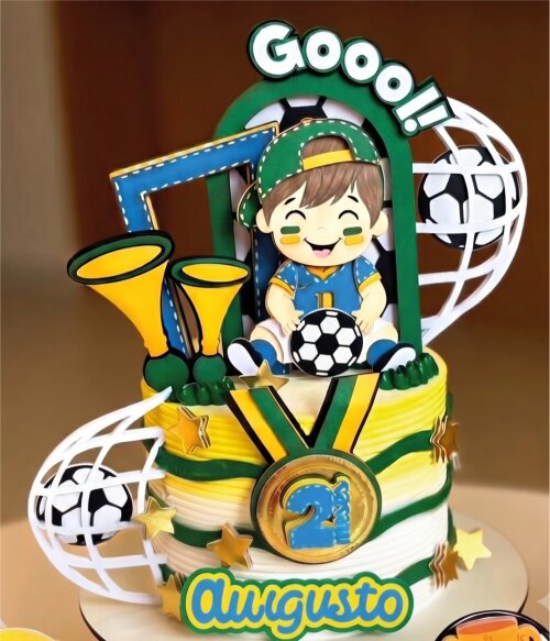 topo de bolo mesversário copa brasil menino