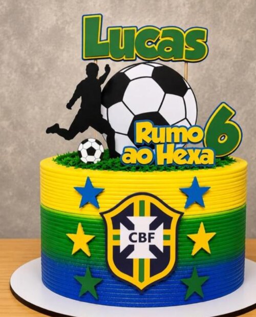 topo de bolo futebol brasil
