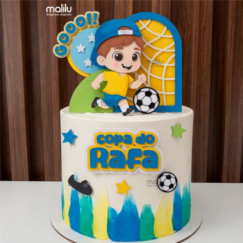 topo de bolo brasil menino futebol