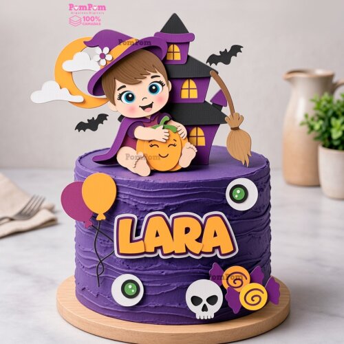 topo de bolo halloween menina mesversário