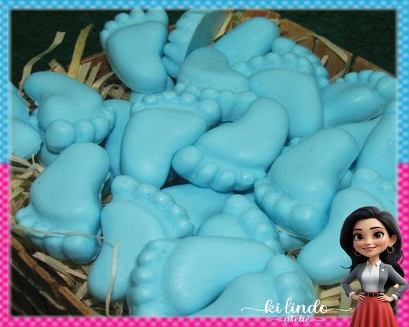 200 Sabonetes Pezinho de Bebê Azul