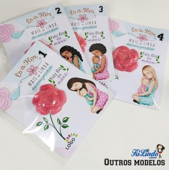 Cartão Lembrancinha Dia das Mães com Mini Sabonete de Rosa