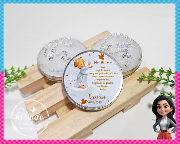 Lembrancinha de Batizado Mini Terço na Latinha