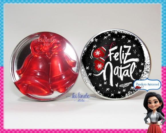 Lembrancinha de Natal Sabonete Sino na Latinha Morango