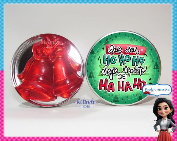 Lembrancinha de Natal Sabonete Sino na Latinha Morango