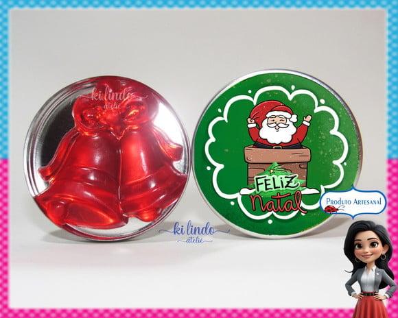 Lembrancinha de Natal Sabonete Sino na Latinha Morango