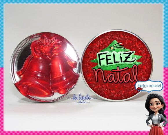 Lembrancinha de Natal Sabonete Sino na Latinha Morango