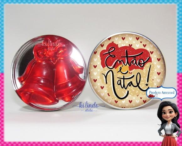 Lembrancinha de Natal Sabonete Sino na Latinha Morango