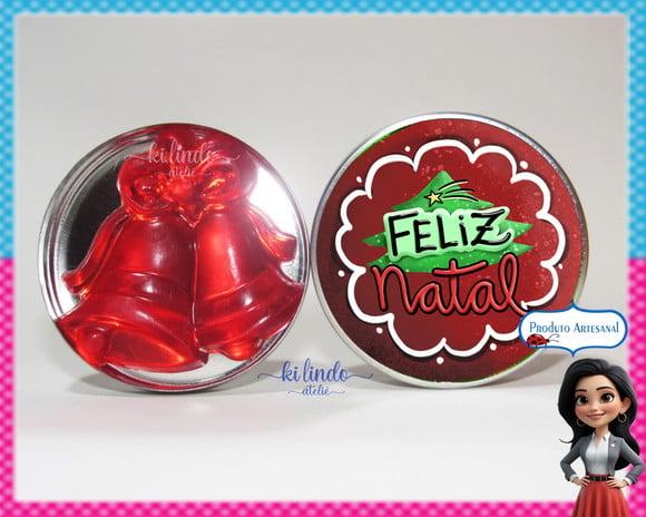 Lembrancinha de Natal Sabonete Sino na Latinha Morango