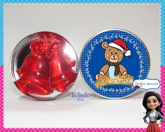 Lembrancinha de Natal Sabonete Sino na Latinha Morango