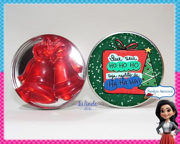 Lembrancinha de Natal Sabonete Sino na Latinha Morango