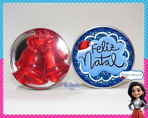 Lembrancinha de Natal Sabonete Sino na Latinha Morango
